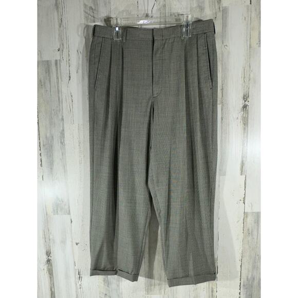 AKA Eddie Bauer Mens Wool Pants Slacks Size 36 (36x27) High Rise Pleated READ - Picture 1 of 14